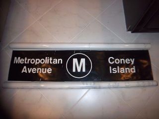 Vintage Nyc Subway Sign M Coney Island Ny Metropolitan Ave Brooklyn Ny Roll Sign