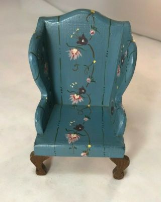 Tynietoy Wing Chair In Blue With Purple And Rosy Flowers