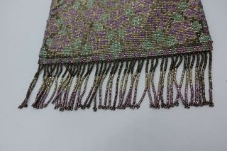 1910s Beaded Purse PURPLE Green lin.  Edwardian FRENCH CUT STEEL Antique Handbag 7