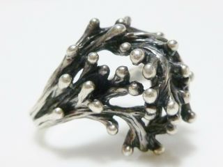 Sterling Silver Brutalist Mid Century Modern Womens Branch Dot Ring Size 7