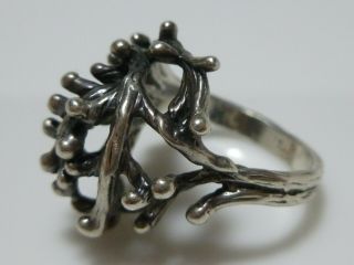 STERLING SILVER BRUTALIST MID CENTURY MODERN WOMENS BRANCH DOT RING SIZE 7 3