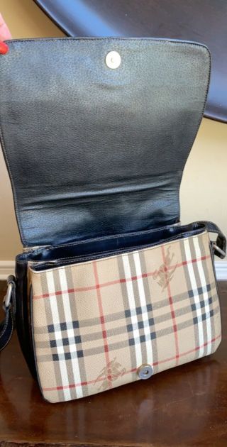 Authentic Vintage Burberry Haymarket Check Flap PVC Leather Cross/Shoulder Bag 7