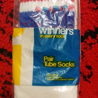 Orlon HI Bulk Acrylic Terried Tube Socks Striped Vintage 1980s DeadStock 70s USA 4