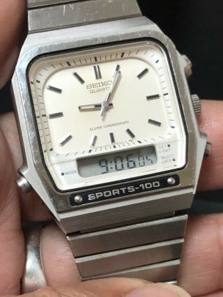 Vintage Seiko Sport 100 Digital H461 - 5020 Stainless Steel Bracelet Watch R5