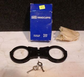 Vintage Hiatt Model 2075 Triple Hinged Black Black Handcuffs Key