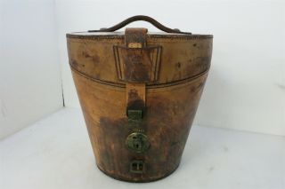 Antique Saddle Leather Brooks Brothers England Beaver Top Hat Storage Case