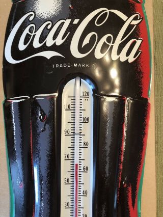 Vintage Coca Cola Bottle Metal Sign Thermometer 29 