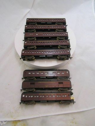 8 Vintage Penn Line - Pennsylvania Ho Passenger Cars W/ - Brass Wheels And Truck Si