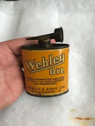Vintage Handy Oiler Gun Oil Can Tin Lead Top Webley & Scott Household Oil