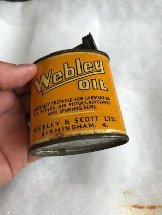 Vintage Handy Oiler Gun Oil Can Tin Lead Top Webley & Scott Household Oil 2