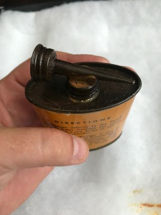 Vintage Handy Oiler Gun Oil Can Tin Lead Top Webley & Scott Household Oil 4