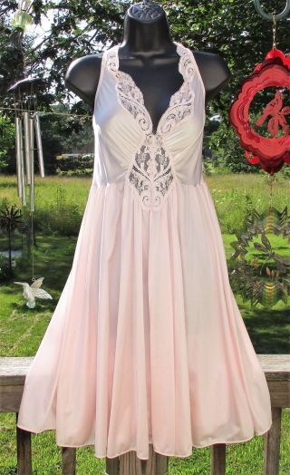 Vintage Olga 91270 Shorter Style Pink Nylon Nightgown Gown Sz Xxl Stretch Bodice