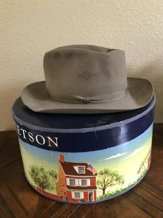 Vintage Brown Royal Stetson Playboy Fedora Has Punched Hole Design & Box 7
