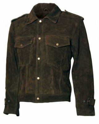 Halloween Beatles John Lennon Rubber Soul Vintage Brown Suede Leather Jacket