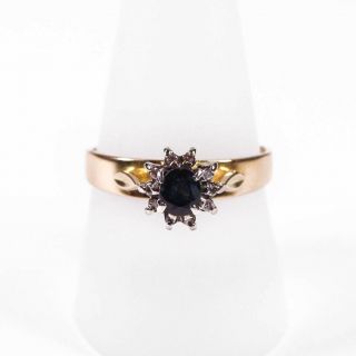 Vintage Blue Sapphire & Diamond 18ct Gold Ring Size Q 4.  1g 06d - 026