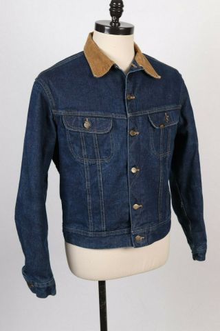 Vintage Lee Storm Rider Blanket Lined Denim Jean Coat Jacket Usa Mens 44 - 46