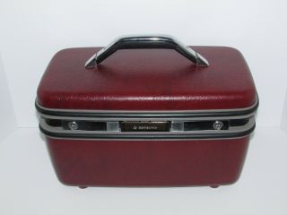 Vintage Samsonite Silhouette Train Case Travel Luggage,  Key & Adjustable Mirror