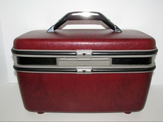 Vintage SAMSONITE SILHOUETTE TRAIN CASE Travel Luggage,  Key & Adjustable Mirror 6