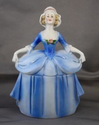 Vtg Madame Pompadour Porcelain German Doll Dresser Box Erphila