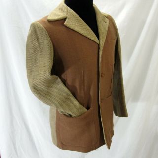 Barry Brook Sportswear 2 Tone Kramer Blazer Jacket 40 Brown Wool Tweed Vtg 1940s
