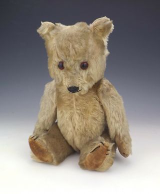 Vintage Gold Plush Teddy Bear With Velveteen Pads - Probably Chiltern.