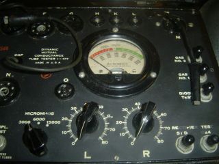 Vintage SIGNAL CORPS I - 177 Dynamic Mutual Conductance TUBE TESTER, 3