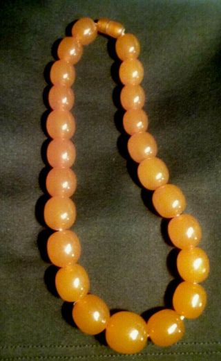 Pressed Baltic Amber Graduated Beaded Necklace Butterscotch Egg Yolk 67grams