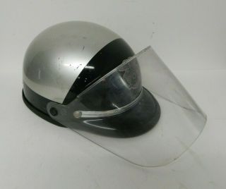 Vintage Police Motorcycle Helmet W/ Face Shield Model C - 3 Size Xl 3