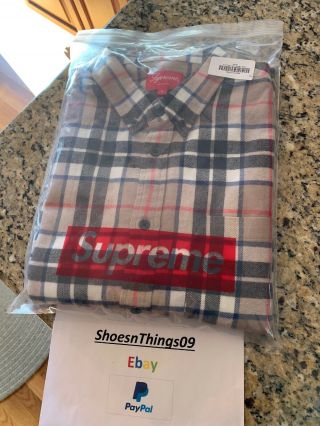 Supreme Tartan L/s Flannel Shirt Tan (burberry) Colorway Large Very Rare