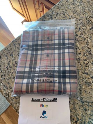 Supreme Tartan L/S Flannel Shirt Tan (Burberry) Colorway Large Very Rare 2