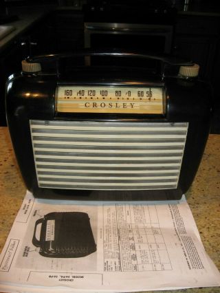 Vintage Crosley Model 56pb Portable Tube Radio,  Restored
