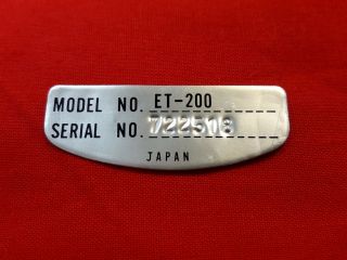 Vintage Teisco Guitar Neck Serial Number Plate Badge Japan Mij Et 200