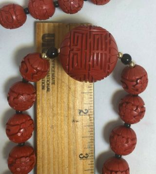 Long Vintage Cinnabar Necklace - - Large 