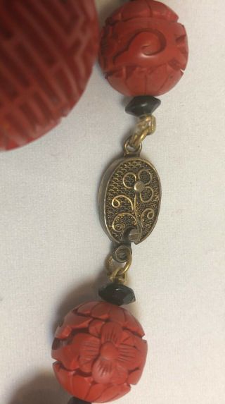 Long Vintage Cinnabar Necklace - - Large 