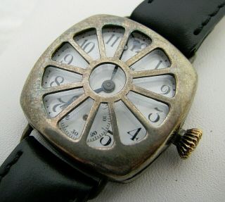 Vintage Mens Sterling Silver Illinois 17 Jewel Trench Wristwatch Watch Parts