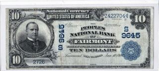 $10 1902 " Date Back " National Fairmont West Virginia Wv (mega Rare) 2 On Census