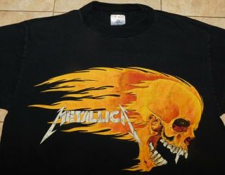 Rare Vintage 1994 Metallica Concert Tour Flaming Skull Pushead T - Shirt sz Large 3