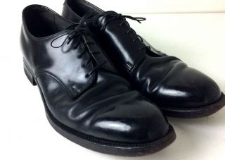 Vintage French Shriner Usmc Black Leather Plain Toe Oxford Size 12 Usa