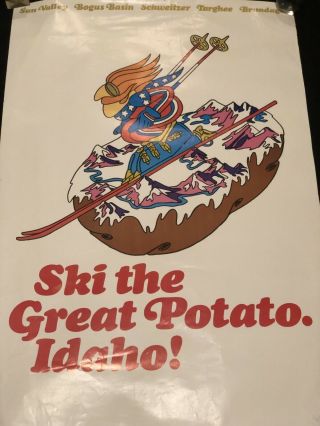 Vtg Ski The Great Potato Idaho Poster Sun Valley Bogus Basin Boise Id Dept Comm