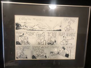 Vtg Calvin & Hobbes Framed Artist Proof Sunday Comic Strip Print 1989 Watterson