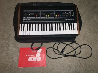Crumar Performer 2 Vintage Synthesizer With Book Bag & Cord