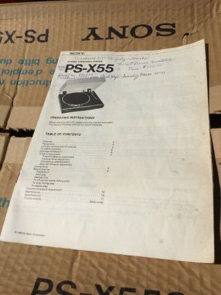 Vintage Sony Turntable System PS - X55S,  Box & Shure M44 - 7 Cartridge 2