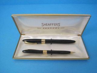 Vintage Sheaffer White Dot Statesman Snorkle Fountain Pen Pencil Set W/ Case