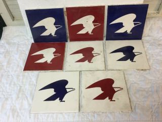 8 Vtg Franciscan Interpace 6 " Tiles Usps Postal Us Post Office Eagle Silhouettes