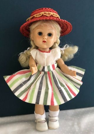 Vintage Vogue Slw Ginny Doll In Her 1952 Vogue Tagged Stripe Dress