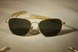 Vintage Randolph Engineering U.  S.  A.  Aviator Sunglasses 5 1/2 Goldtone