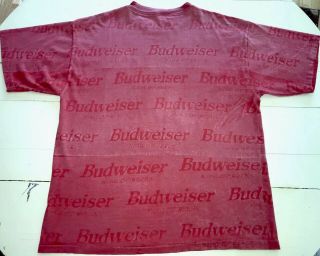 Vintage 90s Budweiser King Of Beers all over print t - shirt soft sz XL 2 sided 3