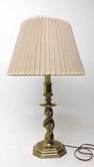 Stiffel Brass Twist Barley Octagonal Base Table Lamp w/ Shade Vintage 2