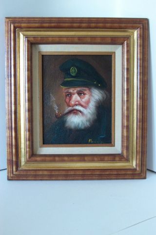 Oil Painting Of Sea Captain Vintage Signed Benson