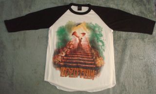 Vtg 80s Led Zeppelin T Shirt Mens Medium Raglan 3/4 Sleeve Baseball Stairway Tee